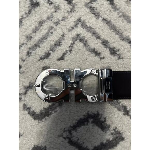 Ferragamo Men's Leather Belt Brown/Black Reversible Size 30 Current Season - Picture 4 of 4